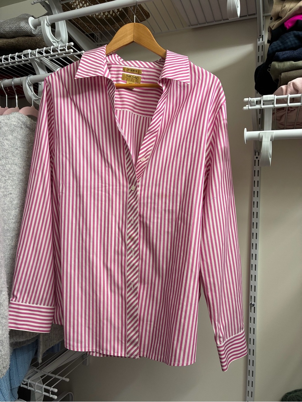 Pink Striped Button-Up Shirt - Classic Dress Shirt